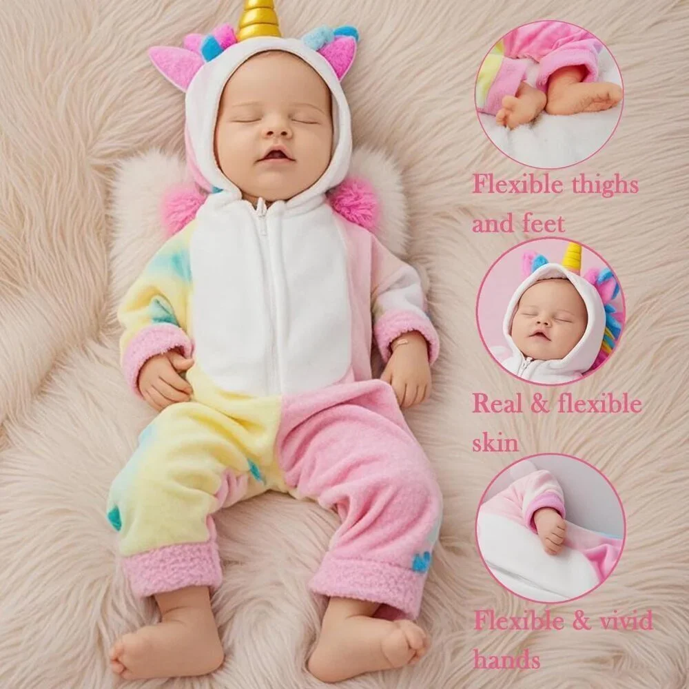 🆕18 Inch Realistic Reborn Baby Doll Silicone-Made & Lifelike Newborn Baby Girl
